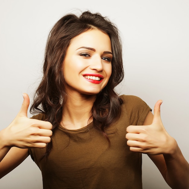 Premium Photo Happy Woman Giving Thumb Up Life Style Picture