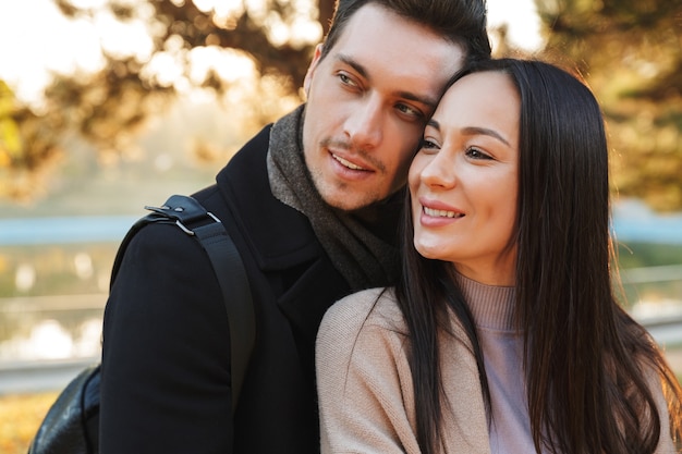 Premium Photo Happy Young Beautiful Loving Couple Posing Walking Hugging Outdoors In Park Nature