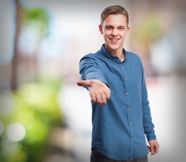 Happy young-man help sign Photo | Free Download