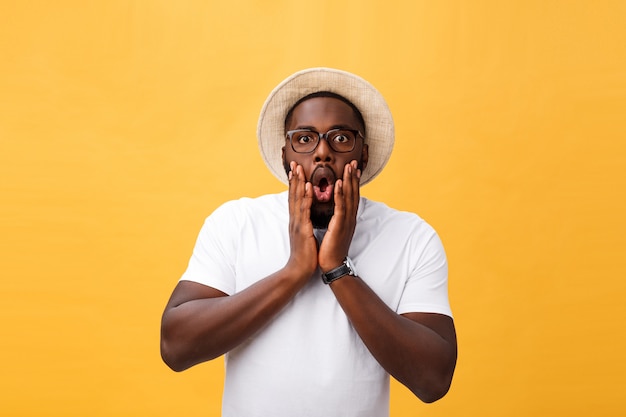 Premium Photo | Headshot of goofy surprised bug-eyed young dark-skinned ...