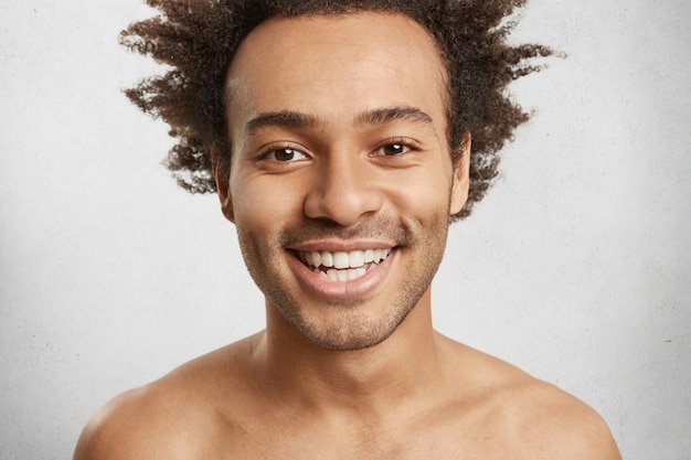 Free Photo Headshot Of Naked Male With Appealing Appearance Smiles Gladfully Shows White