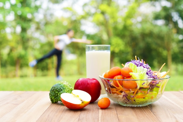 Premium Photo | Healthy breakfast in the morning for yoga day