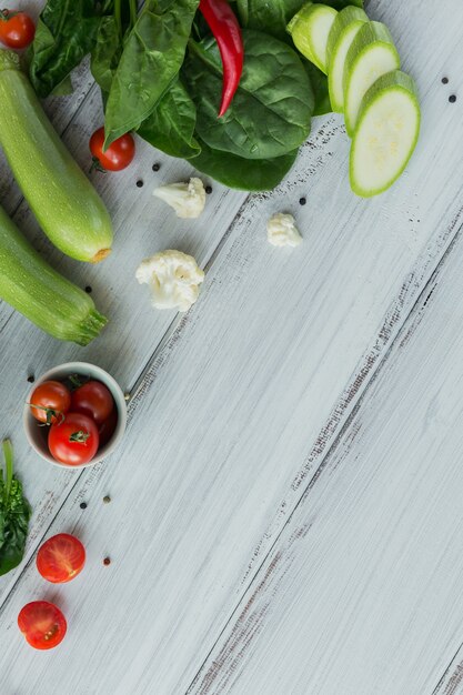 Download Premium Photo Healthy Food On White Wooden Table Mockup Delicious Organic Tasty And Ripe Vegetable