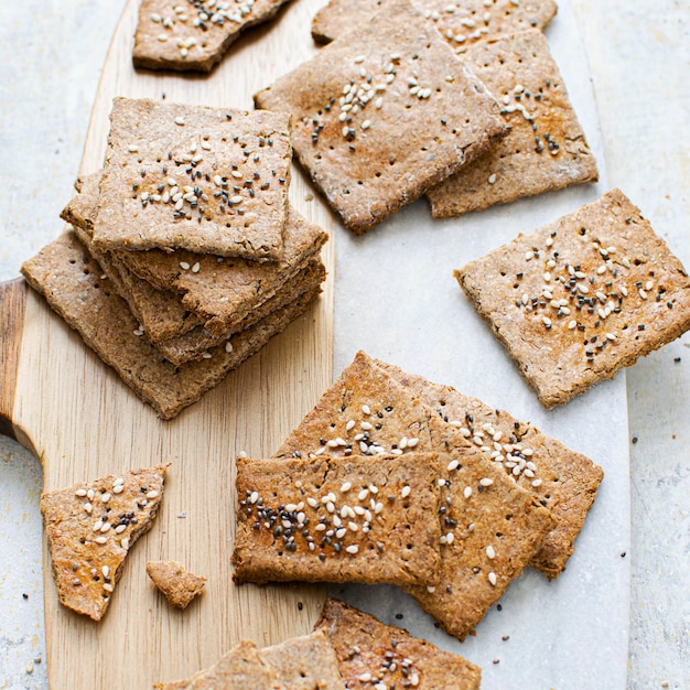 Premium Photo | Healthy organic seeded rye crackers