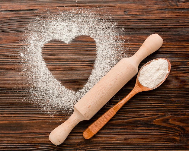 Premium Photo Heart Shape In Flour For Valentines Day