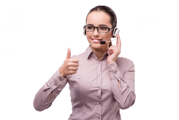 Helpdesk operator isolated on the white background Premium Photo