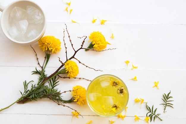 Premium Photo | Herbal healthy drinks cold chrysanthemum flowers ...