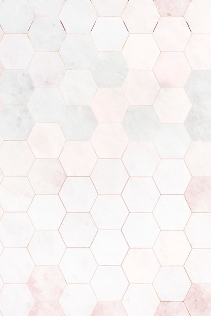 六角形のピンクの大理石のタイルの模様の背景 無料の写真