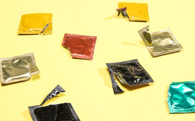 Free Photo High Angle Opened Condoms Wrappers