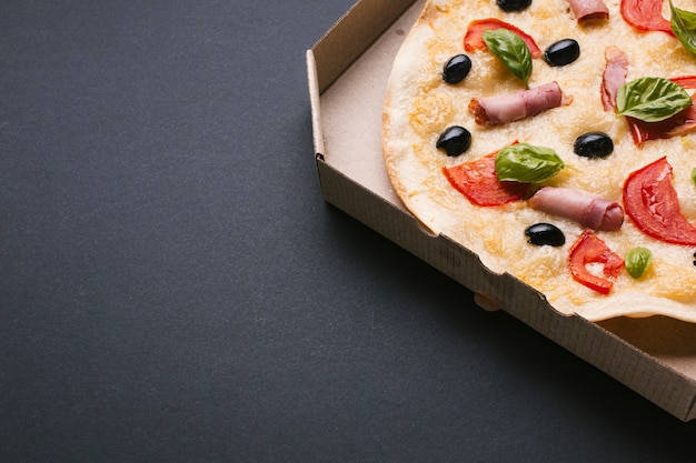 Download Free Photo High Angle Pizza On Black Background PSD Mockup Templates
