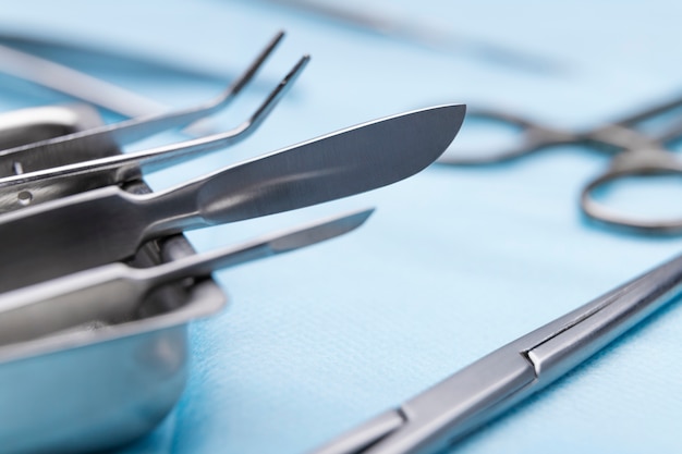 Free Photo | High angle of scalpel with other medical instruments