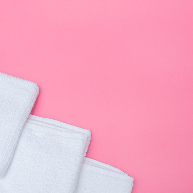 pink and white towels