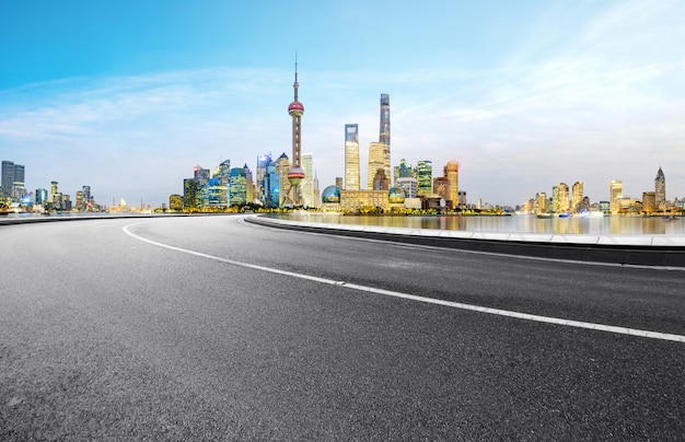 Premium Photo | Highway and city skyline in shanghai, china