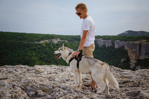 siberian husky hiking