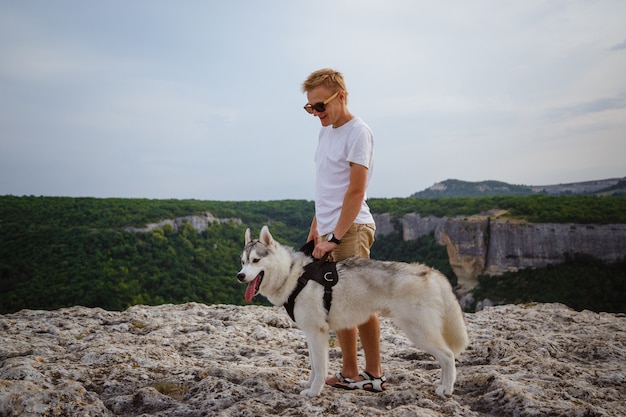 siberian husky hiking