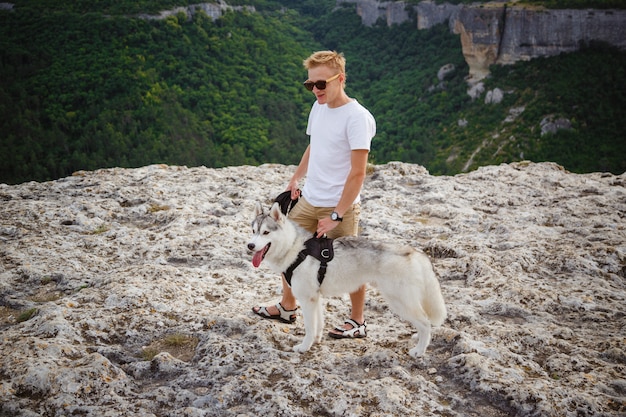 siberian husky hiking