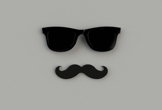 Premium Photo | Hipster black sunglasses and funny moustache on gray ...