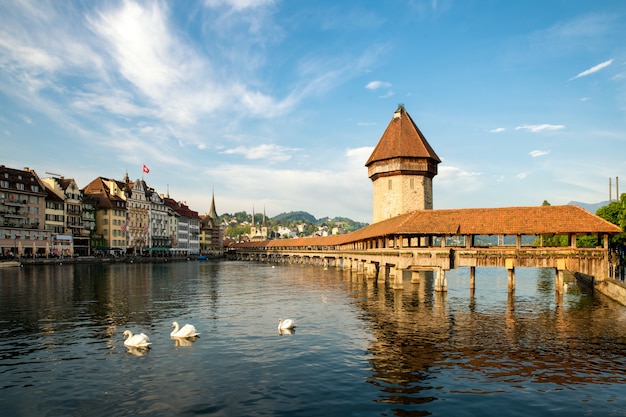 Premium Photo | Historic city center of lucerne with famous chapel