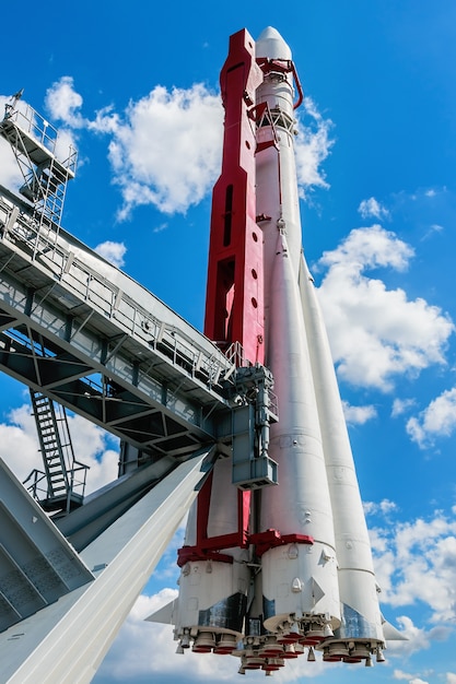 Premium Photo | Historical monument rocket east is on the launch pad in