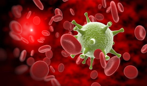 Premium Photo | Hiv virus in blood stream in color background