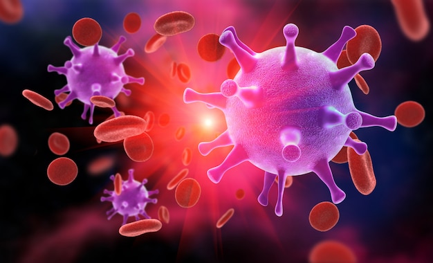 Premium Photo | Hiv virus in blood stream in color background