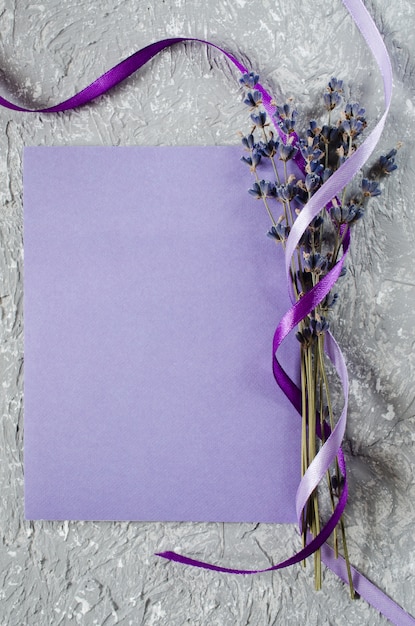 Holiday background or greeting card with lavender. | Premium Photo