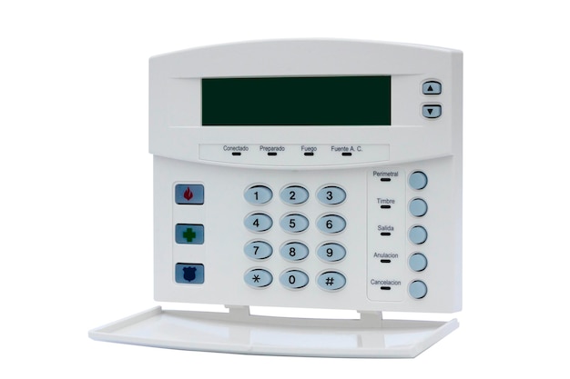 Premium Photo | Home alarm system master command on white background