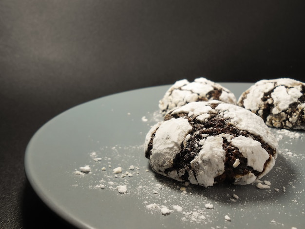 Premium Photo Homemade Chocolate Cookies Chocolate Brownie Cookies In Powdered Sugar 4934