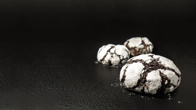 Premium Photo Homemade Chocolate Cookies Chocolate Brownie Cookies In Powdered Sugar