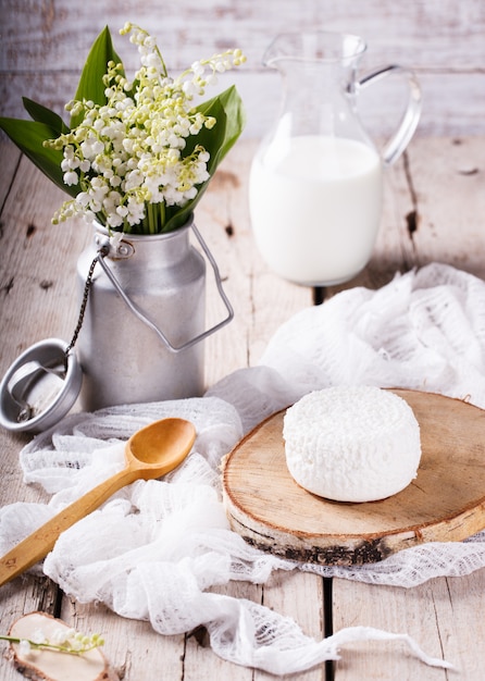 Homemade cottage cheese Premium Photo