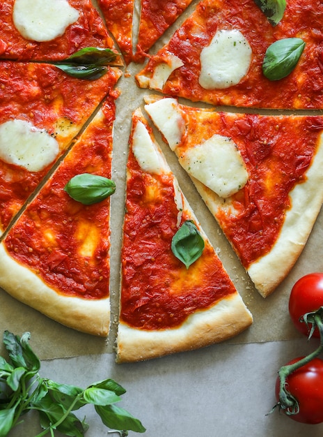Free Photo | Homemade vegan margherita pizza food photography