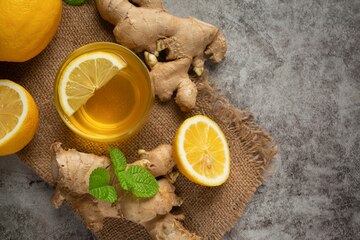 Free Photo | Honey lemon ginger juice food and beverage products from ...