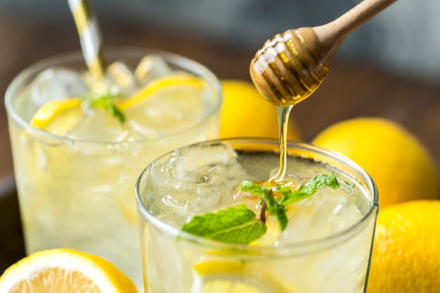 Honey lemon soda beverage photography Free Photo