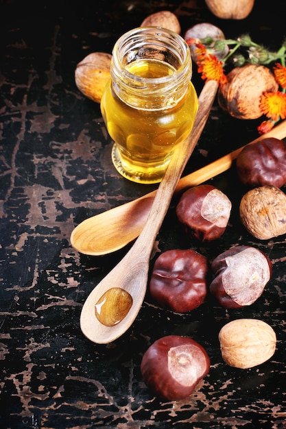 Premium Photo | Honey and nuts