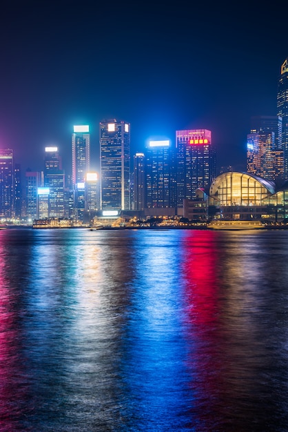 Premium Photo | Hongkong night view of victoria harbour, cruise route ...