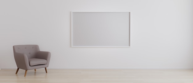 Premium Photo | Horizontal blank picture frame in empty room with white ...