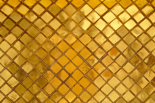 Premium Photo | Horizontal texture of golden mosaic wall background