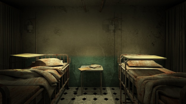 Premium Photo | Horror and creepy ward room in the hospital