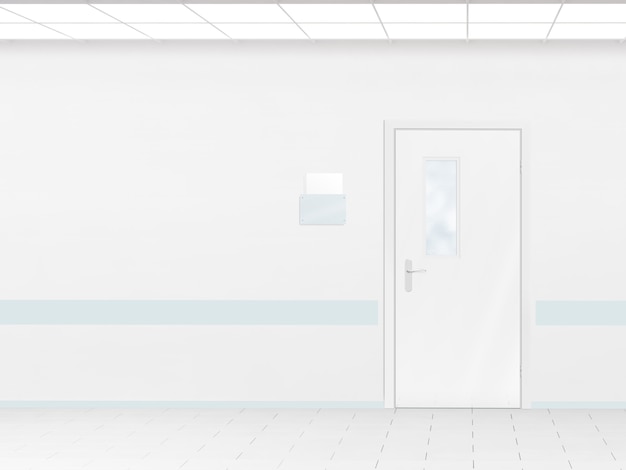 Download Hospital corridor with blank wall mockup | Premium Photo