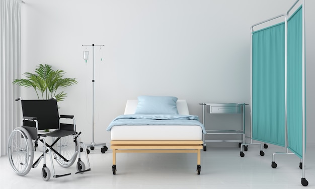 病院​の​ベッド​と​テーブル​の​部屋 Premium写真