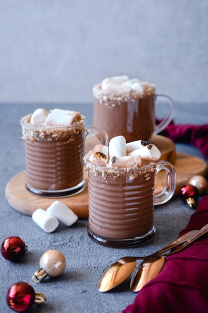 Premium Photo Hot Chocolate With Marshmallows The Concept Of Cosy Holidays And New Year Winter Time And Autumn Time Holiday Concept