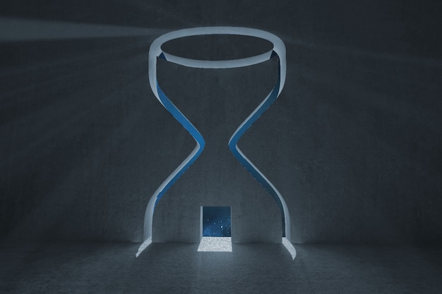 Hourglass Door In Dark Room Photo Premium Download