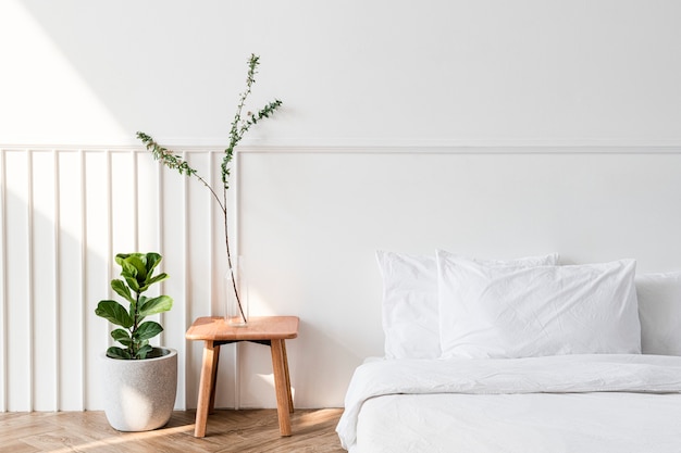 House plants by a mattress on the floor Free Photo