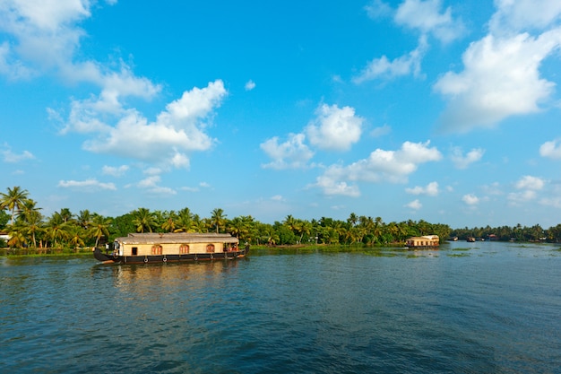 Premium Photo | Houseboat on kerala backwaters, india