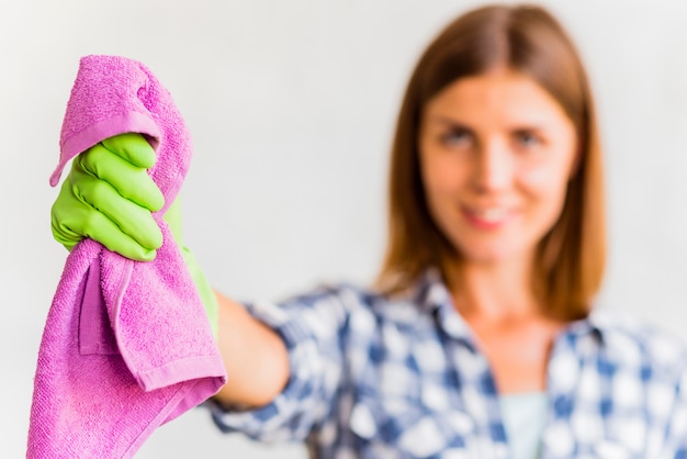 Free Photo | Housekeeper holding a rag