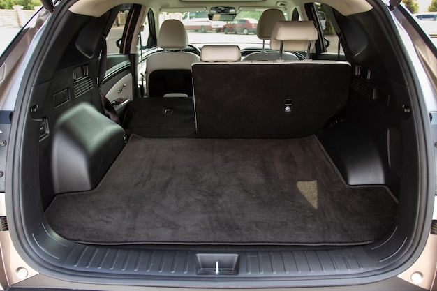 Premium Photo | Huge, clean and empty car trunk of a modern compact suv ...