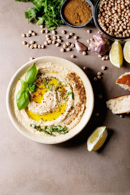 Premium Photo | Hummus with olive oil