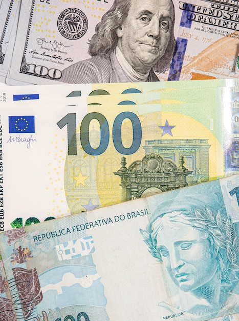 Premium Photo Hundred Dollars Euros And Brazilian Reals Bills 50-brazilian-reais-banknote-2010-issue-exchange-yours-for-cash-today