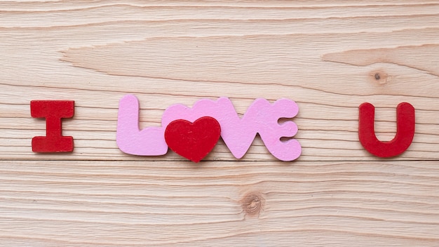 I Love U Text On Wooden Table Background Romantic And