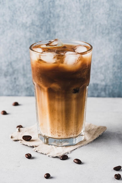 Premium Photo | Ice coffee with milk